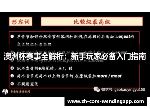 澳洲杯赛事全解析：新手玩家必备入门指南