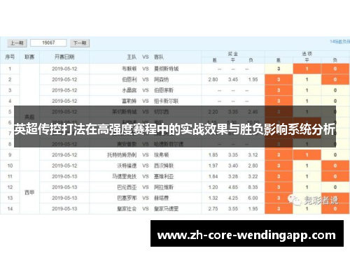 英超传控打法在高强度赛程中的实战效果与胜负影响系统分析